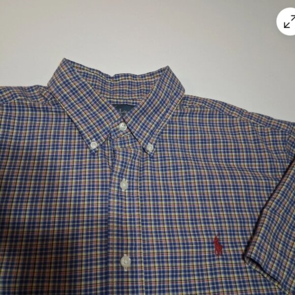 Ralph Lauren Plaid Shirt‎ Mens Large Classic Fit Blue Label Cotton Pre-Owned A4 - Picture 2 of 11